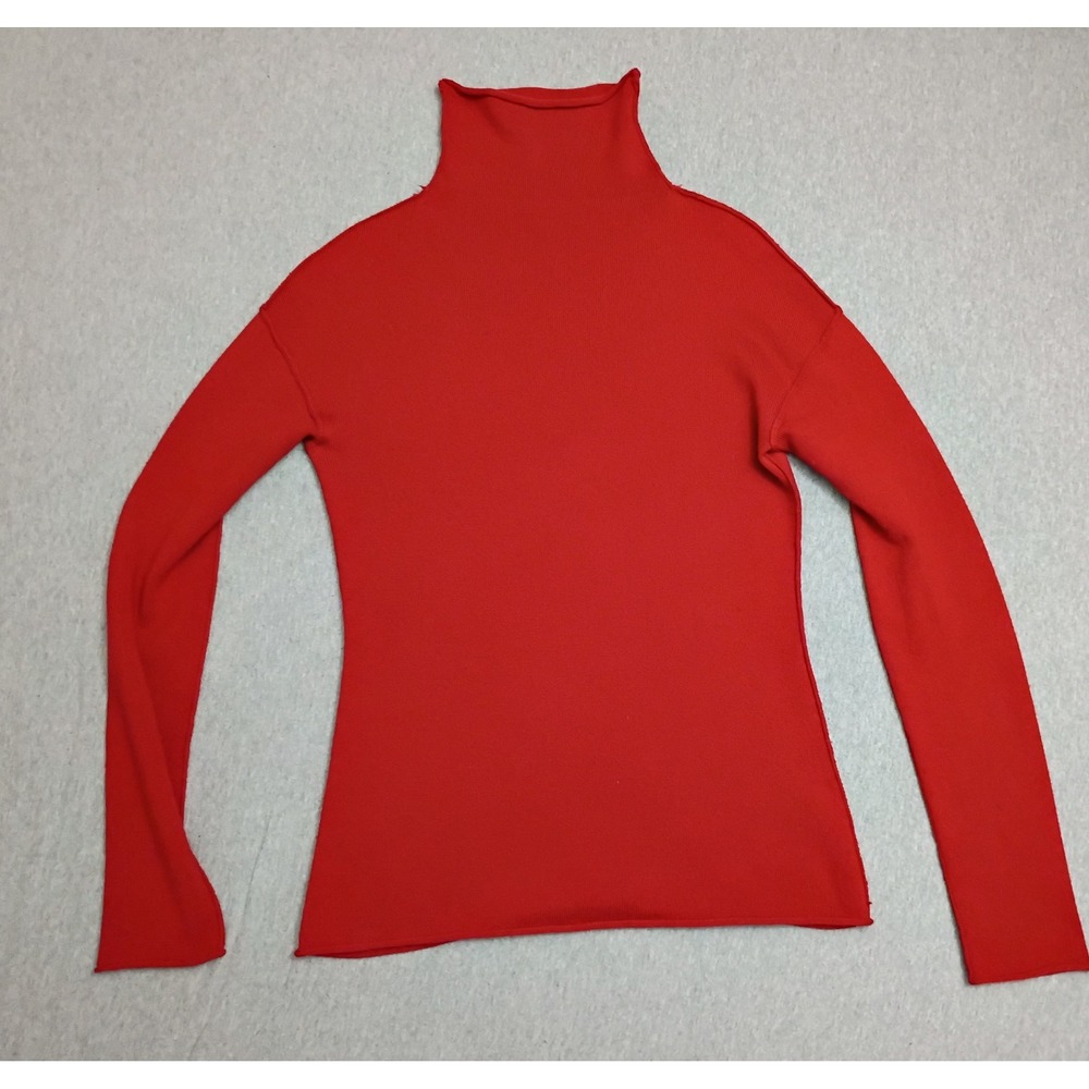 Banana Republic Extra Fine Italian Merino Wool Turtleneck Sweater Red Small